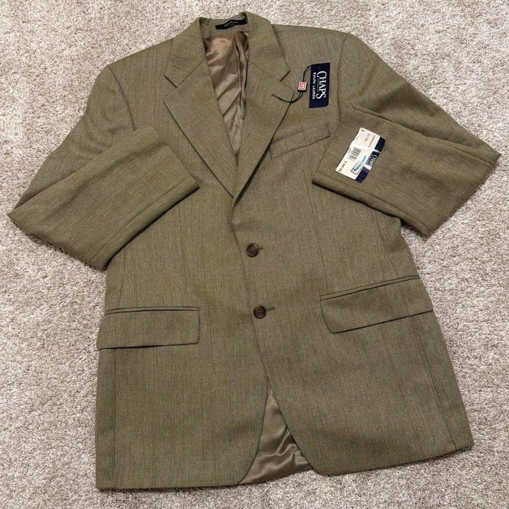 Rare 90s Vintage Chaps Ralph Lauren Silk Blazer | Tan | Size 38R | NWT